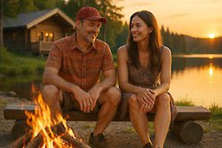 Lagerfeuer am Chalet Bayerischer Wald